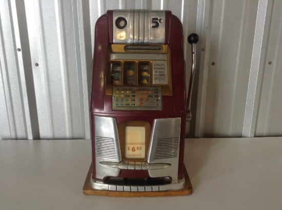 Antique 5 Cent Counter Top Slot Machine
