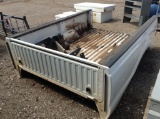 White Ford Pickup Bed w/Damage and No Tailgate