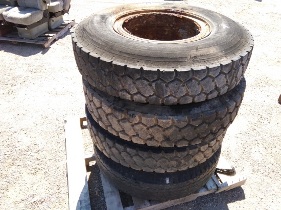 4 Semi Tires w/Rims