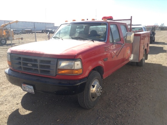 1996 Ford F-350 Quad Cab Service Truck RWD V8 , Fuel Type: G , Transmission: Automatic , Color: Red