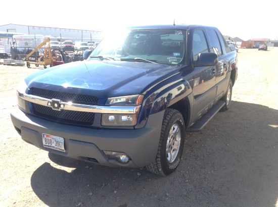 2002 Chevrolet Avalanche Pickup Truck 4WD V8, 5.3L , Fuel Type: G , Transmission: A4 , Color: Blue ,