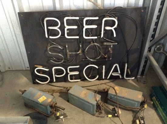 Beer,Shot,Special Neon Sign w/ (3) Transformers