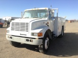 2002 International 4700 S/A Compressor Truck 12' Utility Bed, Pintle Hitch, Underbody Air Compressor