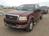 2004 Ford F-150 Pickup Truck 4WD V8, 5.4L , Fuel Type: G , Transmission: A4 , Color: Red , ODO Reads