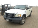 2002 Ford F-150 Pickup Truck 4WD V6, 4.2L , Fuel Type: G , Transmission: 0 , Color: White , ODO Read