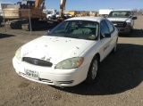 2007 Ford Taurus Sedan Car FWD V6, 3.0L , Fuel Type: G , Transmission: A4 , Color: White , ODO Reads
