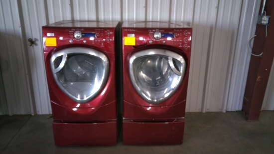 GE Profile Hydro Washer and Dryer w/ Pedestals