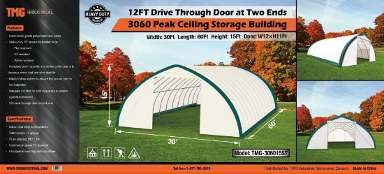 30Ft x 60Ft x 15Ft Peak Ceiling Shelter