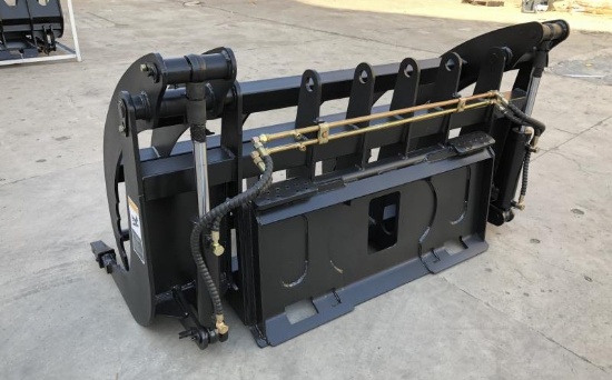 72'' Skid Steer Root Rake Grapple w/(2) Hydraulic Cylinders
