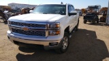 2015 Chevrolet Silverado Pickup Truck 4X4 V8, 5.3L , Fuel Type: G , Transmission: A6 , Color: White 