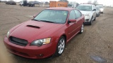 2005 Subaru Legacy Sedan Car AWD H4, 2.5L T , Fuel Type: G , Transmission: A5 , Color: Red , ODO Rea