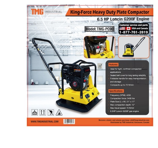 Heavy Duty Plate Compactor c/w: 6.5hp Lo TMG-PC90