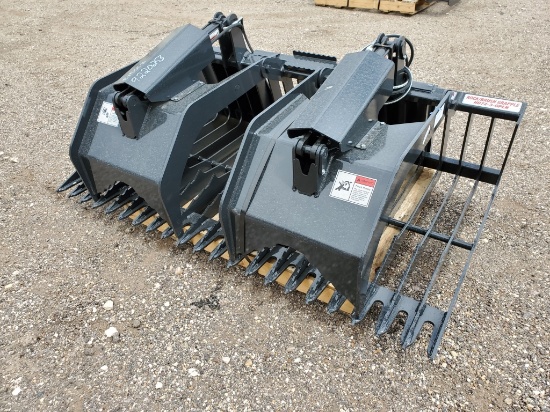Stout Unused HD72-3- Open Rock/Brush Grapple 72", Hydraulic Powered, w/Skid
