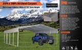 20Ft x 20Ft All Steel Carport w/ 10ft Eave Height TMG-CP2020