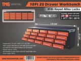 10FT Heavy Duty 20 Drawer Work Bench Orange TMG-WB20D