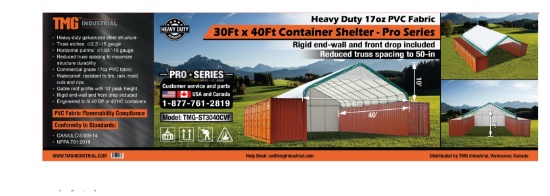 Container Shelter 3040C Endwall PVC (1.3m) New