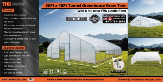 Greenhouse 3040 Clear EVA 6 mil New