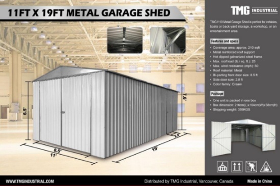 Metal Shed Garage 11'x19' New