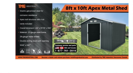 Metal Shed Apex 0810 New