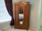 Antique Tiger Oak Carved Wood Small Armoire