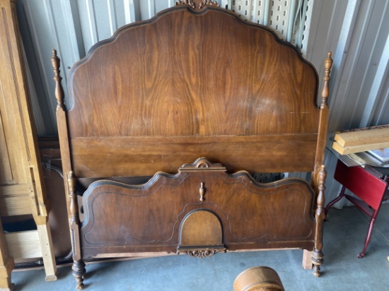 Antique Wood Full Bedframe Modified to Queen