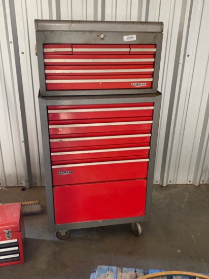 Craftsman Vertical Tool Box, w/Stackable Top Full of Tools
