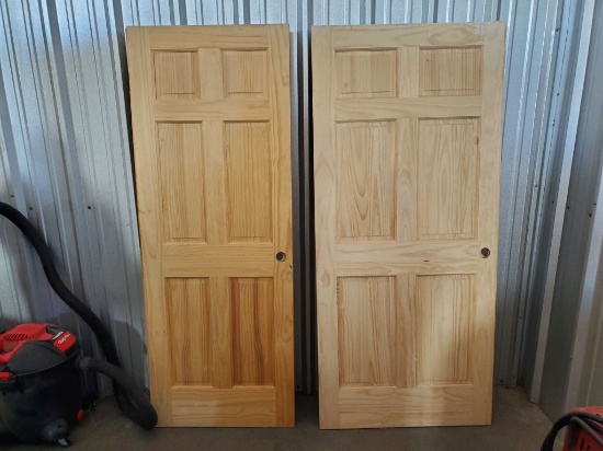 (2) Wooden Entry Doors and (2) Wooden Doors