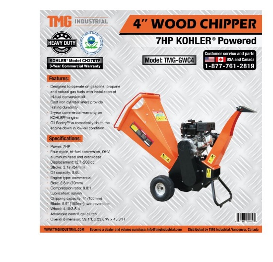 Wood Chipper Kolher 4" TMG-GWC4