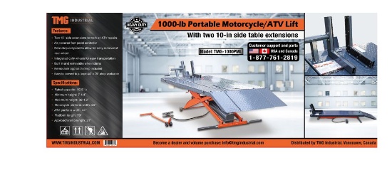 Motorcycle Lift 1,000 lb TMG-1000PML