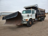 1997 International F-4900  80 Inch Wide Steel Cab 68 Spreader/Dump Truck w/Push Blade