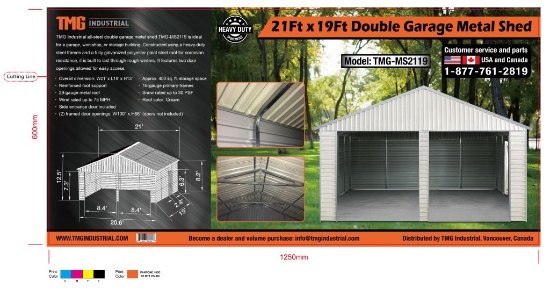 TMG-MS2119 Metal Shed Double Garage 21' x 19'