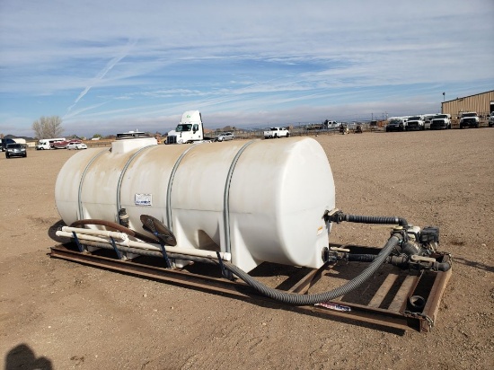 1,000 Gallon Water Tank on Skid w/Pump and Motor