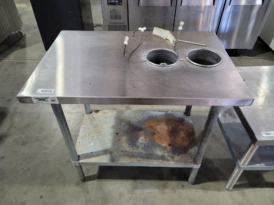 Stainless Steel Prep Table w/(2) Inset Holders