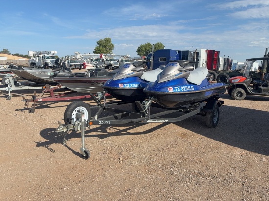 Two Sea Doo Jet Skis on Trailer