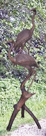 Bronze Heron on Tree Fountain