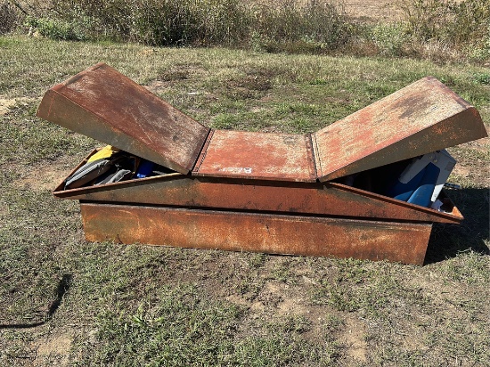 Tool Box with Misc Life Jackets and Boat Seat
