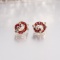14k Gold, Ruby And Diamond Earrings; ½ Carat Rubies each side + 3 small ac