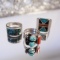 Set Three-Sterling Silver/Turquoise Rings, Silver, Turquoise Stones
