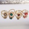 Set Fashion Jewelry - Set 4 Gold Rings With Colors Green, Orange, Red