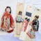 Set Of - Vintage Japanese Bisque Doll & 3 Geisha Doll Handmade Wall Hanging