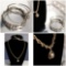 Set 3 - Vintage Fashion Chain Necklace with Pearl Pendant & 2 Bracelets