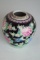 Famille Noir Chinese black round vase Blue Hummingbirds and flowers