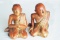 Set of 2 - Carved Buddhist Monks Kneeling