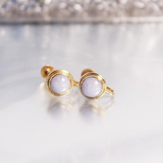 14k Gold & White Jade earings, 8mm Round White Jade Each