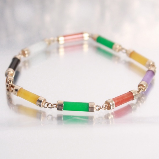 Vermeille, 6 Color, Jade Tube Bracelet