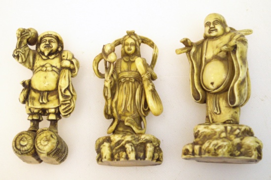 SET OF 3 - Buddha Bone Statues size 3.3 x 1.5"