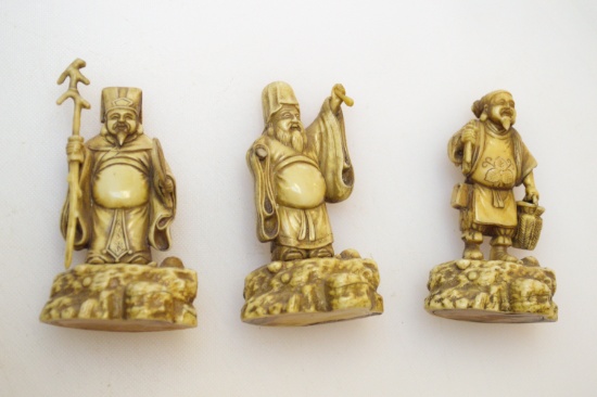 SET OF 3 Buddah Bearded Men Statues (Size 2 x 3.5")