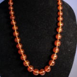 28” Strand Of Graduated Clear Amber Beads, 19mm to 11mm Threaded Amber Clas