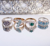 4 Cocktail Rings With Gemstones - Blue Topaz has 5 stones, Tanzanian With 10 Stones