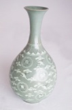 Gray Porcelain Bottle Vase With Flying Geese